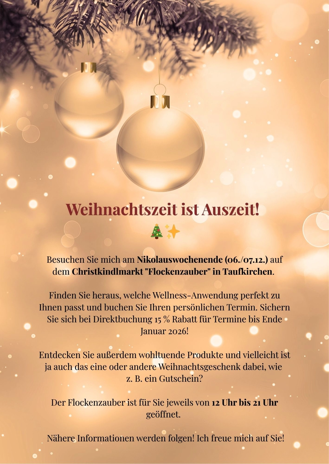 Christkindlmarkt Flockenzauber vom Wellnesszentrum Unterhaching